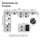 Armário de Cozinha Completa 350 x 60 cm Branco/Preto Lux Madesa 02