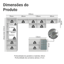 Armário de Cozinha Completa 350 x 60 cm Branco/Cinza Lux Madesa 02