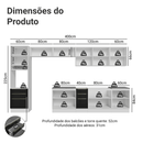 Armário de Cozinha Completa 400 cm Branco/Preto Lux Madesa 02