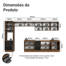 Armário de Cozinha Completa 400 cm Rustic/Preto Lux Madesa 05