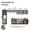 Armário de Cozinha Completa 400 cm Rustic/Cinza Lux Madesa 02