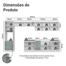 Armário de Cozinha Completa 400 cm Branco/Cinza Lux Madesa 02