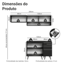 Armário de Cozinha Compacta 200 cm Preto Nice Madesa 13