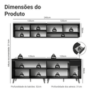 Armário de Cozinha Completa 260 cm Preto Nice Madesa 02