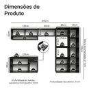 Armário de Cozinha Completa 300 cm Suspenso Preto Nice Madesa 06