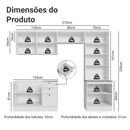 Armário de Cozinha Completa 270 cm Branco Vik Madesa 06