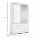 Guarda-Roupa Solteiro Buriti 2 Portas 6 Gavetas com Espelho Novo Horizonte