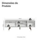 Rack para TV até 80 Polegadas 160cm Branco/Rustic Pés Rustic Madesa XP