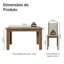 Conjunto Sala de Jantar Magnólia Mesa Tampo de Vidro 4 Cadeiras Rustic/Crema/Sintético Bege Madesa