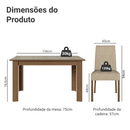Conjunto Sala de Jantar Ravena Mesa Tampo de Vidro 4 Cadeiras Rustic/Crema/Suede Imperial Madesa