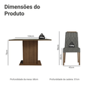 Conjunto Sala de Jantar Tampo de Vidro 4 Cadeiras Rustic/Silver Pitanga Madesa
