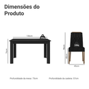 Conjunto Sala de Jantar Tampo de Madeira 4 Cadeiras Rustic/Preto/Oxford Hera Madesa