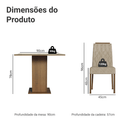 Conjunto Sala de Jantar Tampo de Vidro 4 Cadeiras Rustic/Crema/Imperial Sálvia Madesa