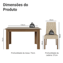 Conjunto Sala de Jantar Lótus Mesa Tampo de Madeira 4 Cadeiras Rustic/Crema/Suede Imperial Madesa