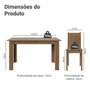 Conjunto Sala de Jantar Amora Mesa Tampo de Madeira 4 Cadeiras Rustic/Crema/Bege Marrom Madesa