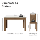 Conjunto Sala de Jantar Avelã Mesa Tampo de Vidro 4 Cadeiras Rustic/Crema/Sintético Bege Madesa