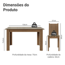 Conjunto Sala de Jantar Avelã Mesa Tampo de Vidro 4 Cadeiras Rustic/Crema/Bege Marrom Madesa