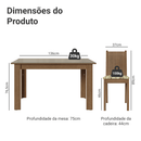 Conjunto Sala de Jantar Avelã Mesa Tampo de Vidro 4 Cadeiras Rustic/Crema/Lírio Bege Madesa