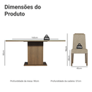 Conjunto Sala de Jantar Tampo de Vidro 6 Cadeiras Rustic/Branco/Imperial Dália Madesa