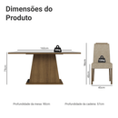 Conjunto Sala de Jantar Tampo de Vidro 6 Cadeiras Rustic/Branco/Imperial Tulipa Madesa