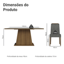 Conjunto Sala de Jantar Tampo de Vidro 6 Cadeiras Rustic/Cinza/Silver Tulipa Madesa