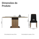 Conjunto Sala de Jantar Tampo de Vidro 6 Cadeiras Rustic/Oxford Azaleia Madesa