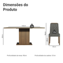 Conjunto Sala de Jantar Tampo de Vidro 6 Cadeiras Rustic/Silver Azaleia Madesa