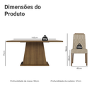 Conjunto Sala de Jantar Tampo de Vidro 6 Cadeiras Rustic/Crema/Imperial Peônia Madesa