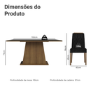 Conjunto Sala de Jantar Tampo de Vidro 6 Cadeiras Rustic/Preto/Oxford Peônia Madesa