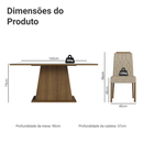 Conjunto Sala de Jantar Tampo de Madeira 6 Cadeiras Rustic/Branco/Imperial Cedro Madesa