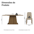 Conjunto Sala de Jantar Tampo de Madeira 6 Cadeiras Rustic/Crema/Imperial Hortelã Madesa