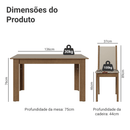 Conjunto Sala de Jantar Lucena Mesa Tampo de Madeira 6 Cadeiras Rustic/Crema/Floral Hibiscos Madesa