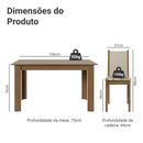 Conjunto Sala de Jantar Lucena Mesa Tampo de Madeira 6 Cadeiras Rustic/Crema/Lírio Bege Madesa
