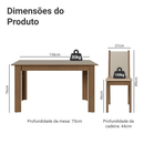 Conjunto Sala de Jantar Lucena Mesa Tampo de Madeira 6 Cadeiras Rustic/Crema/Sintético Bege Madesa