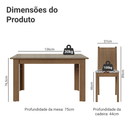 Conjunto Sala de Jantar Cereja Mesa Tampo de Vidro 6 Cadeiras Rustic/Crema/Floral Hibiscos Madesa