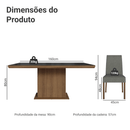 Conjunto Sala de Jantar Tampo com Vidro 6 Cadeiras Rustic/Preto/Silver Alba Madesa