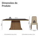 Conjunto Sala de Jantar Tampo de Madeira 6 Cadeiras Rustic/Preto/Imperial Assis Madesa
