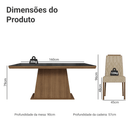 Conjunto Sala de Jantar Tampo com Vidro 6 Cadeiras Rustic/Preto/Imperial Colmar Madesa