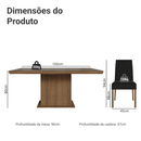Conjunto Sala de Jantar Tampo com Vidro 6 Cadeiras Rustic/Oxford Dinan Madesa