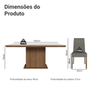 Conjunto Sala de Jantar Tampo de Madeira 6 Cadeiras Rustic/Branco/Silver Luso Madesa
