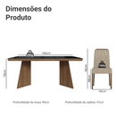 Conjunto Sala de Jantar Tampo com Vidro 6 Cadeiras Rustic/Preto/Imperial Pienza Madesa