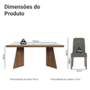 Conjunto Sala de Jantar Tampo com Vidro 6 Cadeiras Rustic/Branco/Silver Pienza Madesa