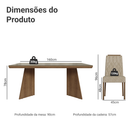 Conjunto Sala de Jantar Tampo com Vidro 6 Cadeiras Rustic/Cinza/Imperial Pienza Madesa