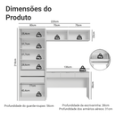 Conjunto Quarto 1 Penteadeira 2 Aéreos 1 Guarda-Roupa com Espelhos 2 Portas Neo Branco Madesa