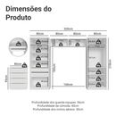 Quarto Infantil com 2 Guarda-Roupas Neo com Espelhos 2 Aéreos 1 Cômoda Branco Madesa 04