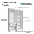 Guarda-Roupa Closet com Pés 2 Gavetas 121 cm Branco Venus Madesa