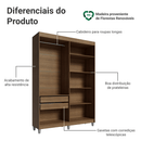 Guarda-Roupa Closet com Pés 2 Gavetas 121 cm Rustic Venus Madesa