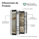 Guarda-Roupa Solteiro 4 Portas Batentes com Espelhos Branco/Preto/Preto Venus Madesa