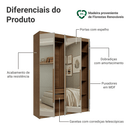 Guarda-Roupa Solteiro 4 Portas Batentes com Espelhos Rustic/Crema/Rustic Venus Madesa
