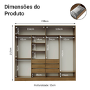 Guarda-Roupa Casal Madesa Apolo 4 Portas de Correr com Espelho Rustic